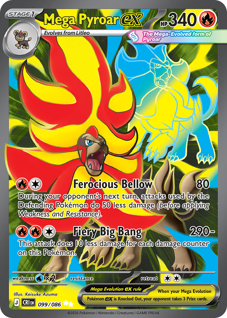 Mega Pyroar ex Ultra Rare full art from Chaos Rising