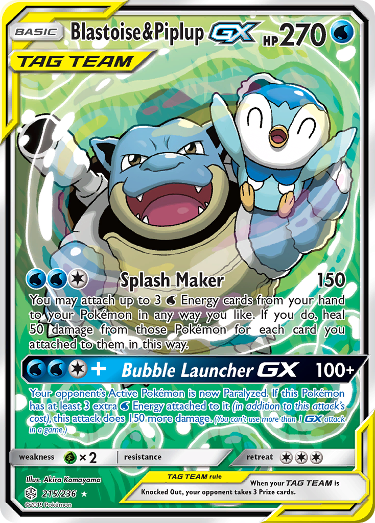 Blastoise & Piplup GX Tag Team Full Art from Cosmic Eclipse