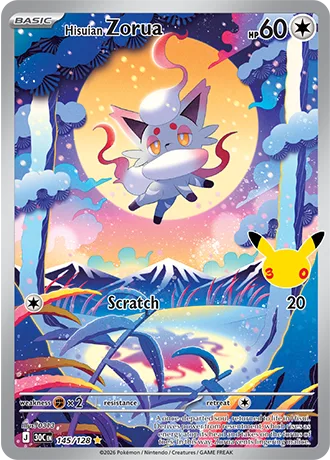 Hisuian Zorua Illustration Rare, 30th Celebration 145/128