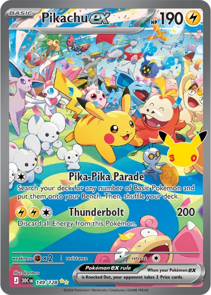 Pikachu ex Day Special Illustration Rare, 30th Celebration 149/128