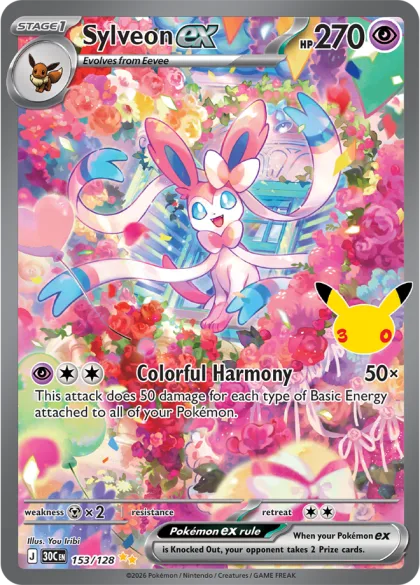 Sylveon ex Special Illustration Rare, 30th Celebration 153/128