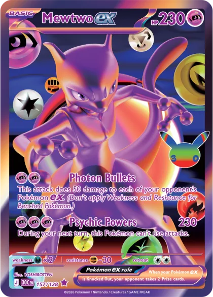 Mewtwo ex Futuristic Rare, 30th Celebration 157/128