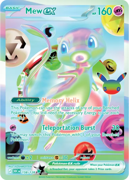Mew ex Futuristic Rare, 30th Celebration 158/128